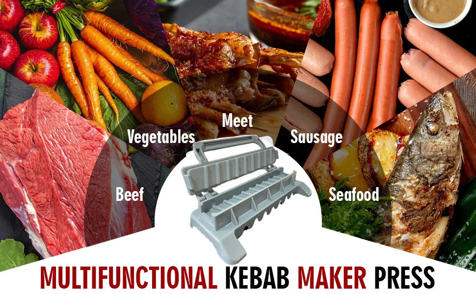 NewSingle Row Kebab Maker Bbq Meat Skewer Machine Kebab Press Maker Reusable Plastic Bbq Skewer Maker Kebab Preparation BBQ Tool