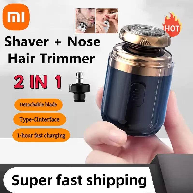 Xiaomi 2-in-1 Rechargeable Electric Shaver Nose Hair Trimmer Men's Nose Hair Removal Shaver Portable Mini Knife Men's Razor