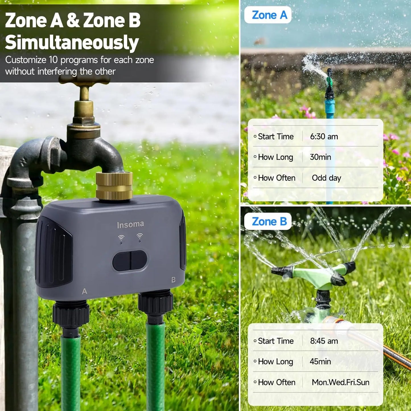 Insoma Automatic Water Timer with Gateway 2 Ways Garden Irrigation Watering System Sprinkler Programmer Tools support Alexa