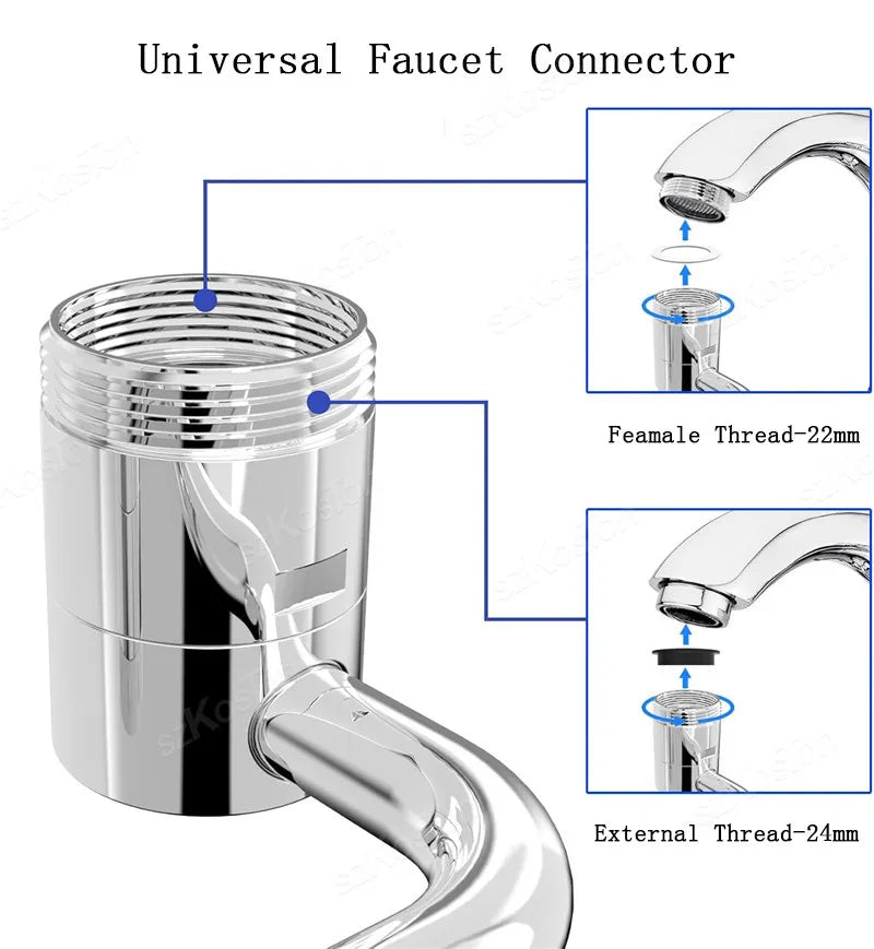 Rotatable Water tap nozzle 1080 Degree Dual mode stainless steel faucet extender For Kitchen Washbasin bathroom accessories