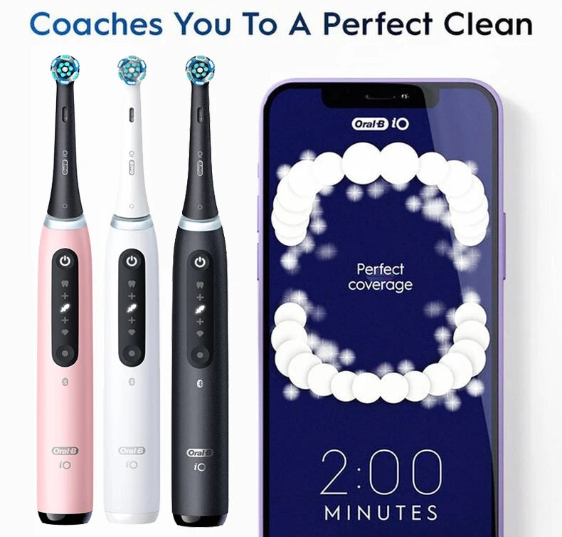 Oral B iO5 Smart Electric Toothbrush Rechargeable Bluetooth 5 Mode with Brush Head Travel Box for Adult Deep Clean Gum Care