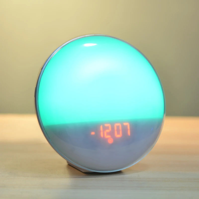 Wake Up Light Alarm Clock with Sunrise/Sunset Simulation Dual Alarms FM Radio Nightlight 7 Colors Natural Sounds Snooze