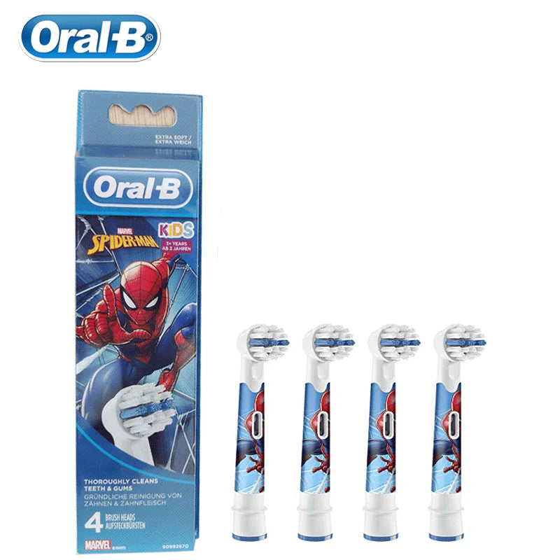 Oral B Replacement Brush Heads For Kids Electric Toothbrush Spider-man Version Soft Bristle Toothbrush Refills For Boy 4Pcs/Pack