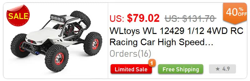 WLtoys 12428 1:12 4WD RC Racing Car High Speed Off-Road Remote Control Alloy Climbing Truck LED Light Buggy Boys Toys Kids Gift