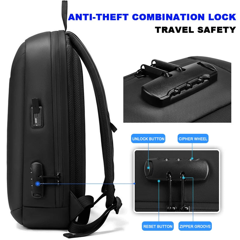 SWISS MILITARY Travel Backpack Men Business Backpack Expandable USB Bag 15.6 Laptop Waterproof Password lock anti-theft Backpack