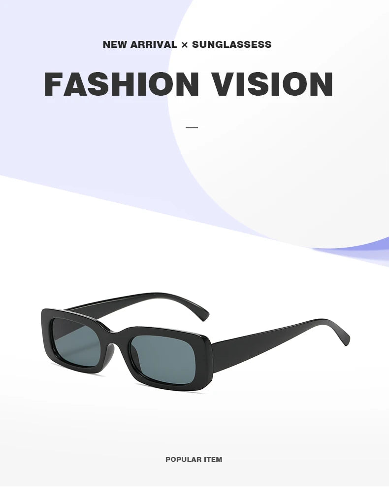 Black Square Sunglasses Men Rectangle Small Sun Glasses Male Retro Black Lens Driving Fishing Oculos UV400