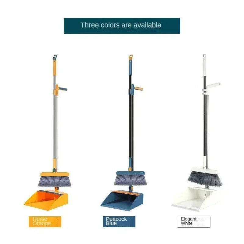 Brush And Shovel Broom And Dustpan Combination Set Vertical Folding Soft Fur Non-viscous Sweeping Broom 2 Pcs /set