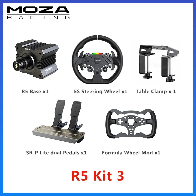 MOZA Racing R5 Bundle Kit Racing simulator game steering wheel Game steering wheel pressure pedal complete equipment bracket