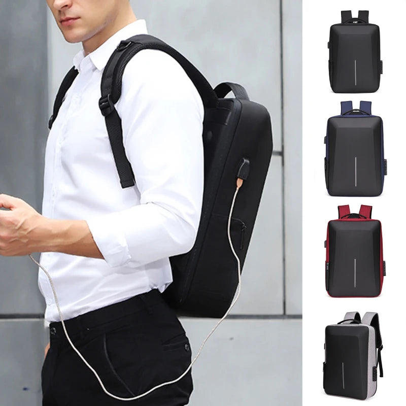 Men's Casual Hard Shell Backpack Anti-theft Backpack High Capacity Travel USB Charging Bag Fasion Business Computer Bag For Male