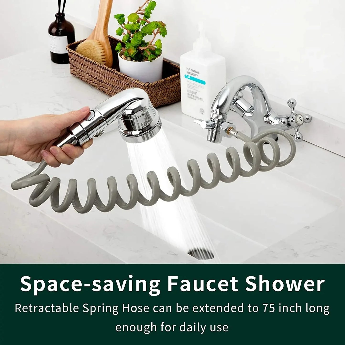 New Shower Faucet Set Hose Handheld Shower Head Spray Tap Attachment Sprayer Sink Bathroom Fixture Wall Mounted Silver Sprayers