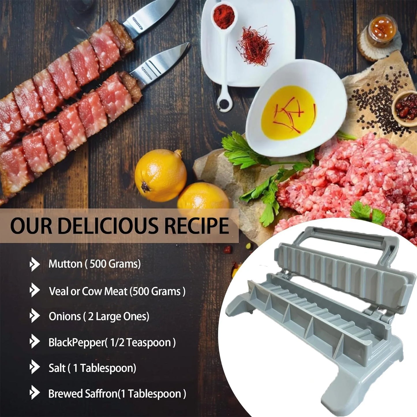 NewSingle Row Kebab Maker Bbq Meat Skewer Machine Kebab Press Maker Reusable Plastic Bbq Skewer Maker Kebab Preparation BBQ Tool