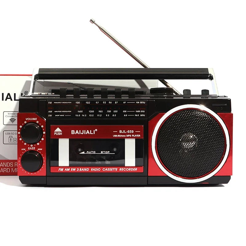 Retro Multi Band Radio, Multi Function, High Volume Tape Wireless Bluetooth Caixa De Som Family Party Elderly Radio Audio TF USB