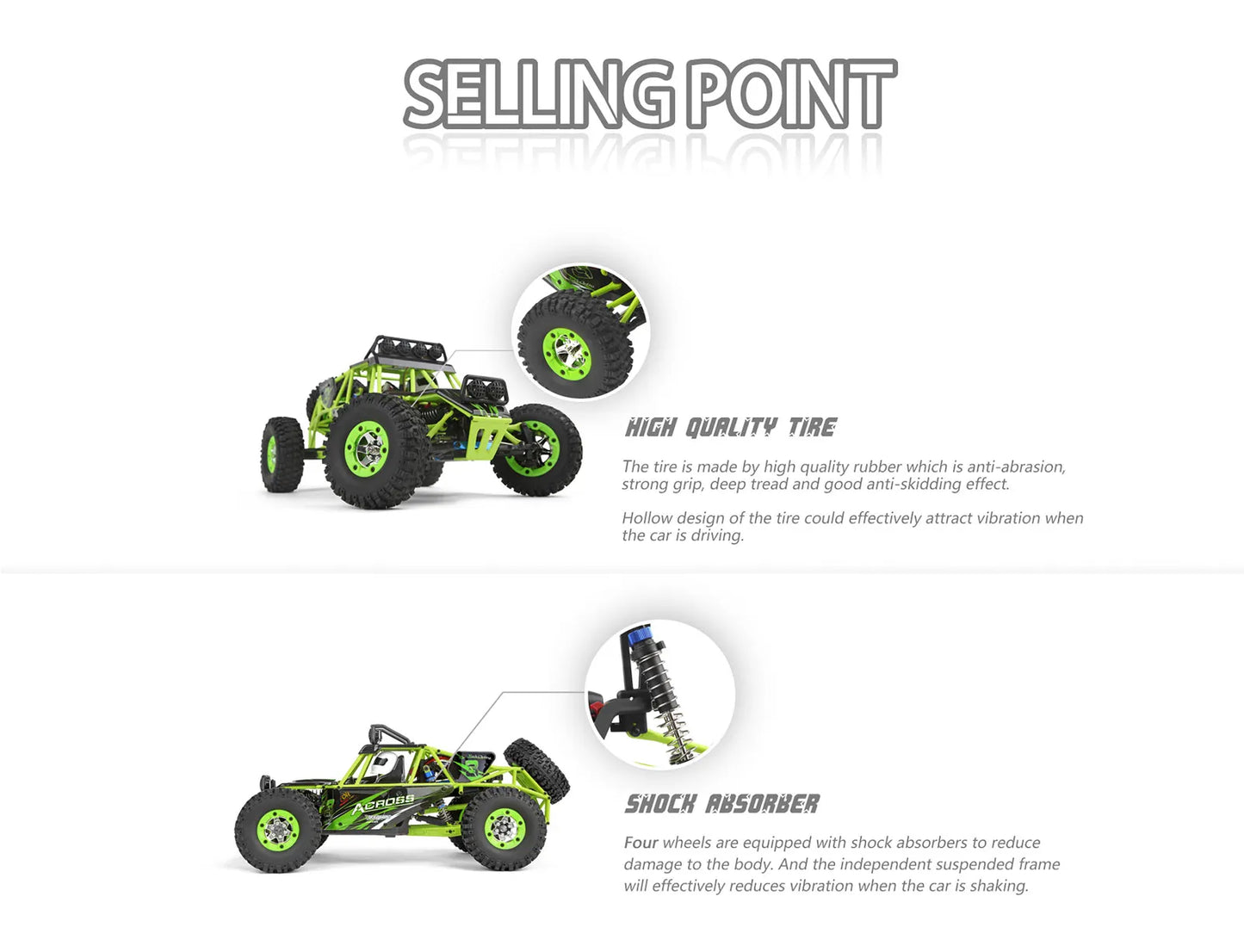 WLtoys 12428 1:12 4WD RC Racing Car High Speed Off-Road Remote Control Alloy Climbing Truck LED Light Buggy Boys Toys Kids Gift