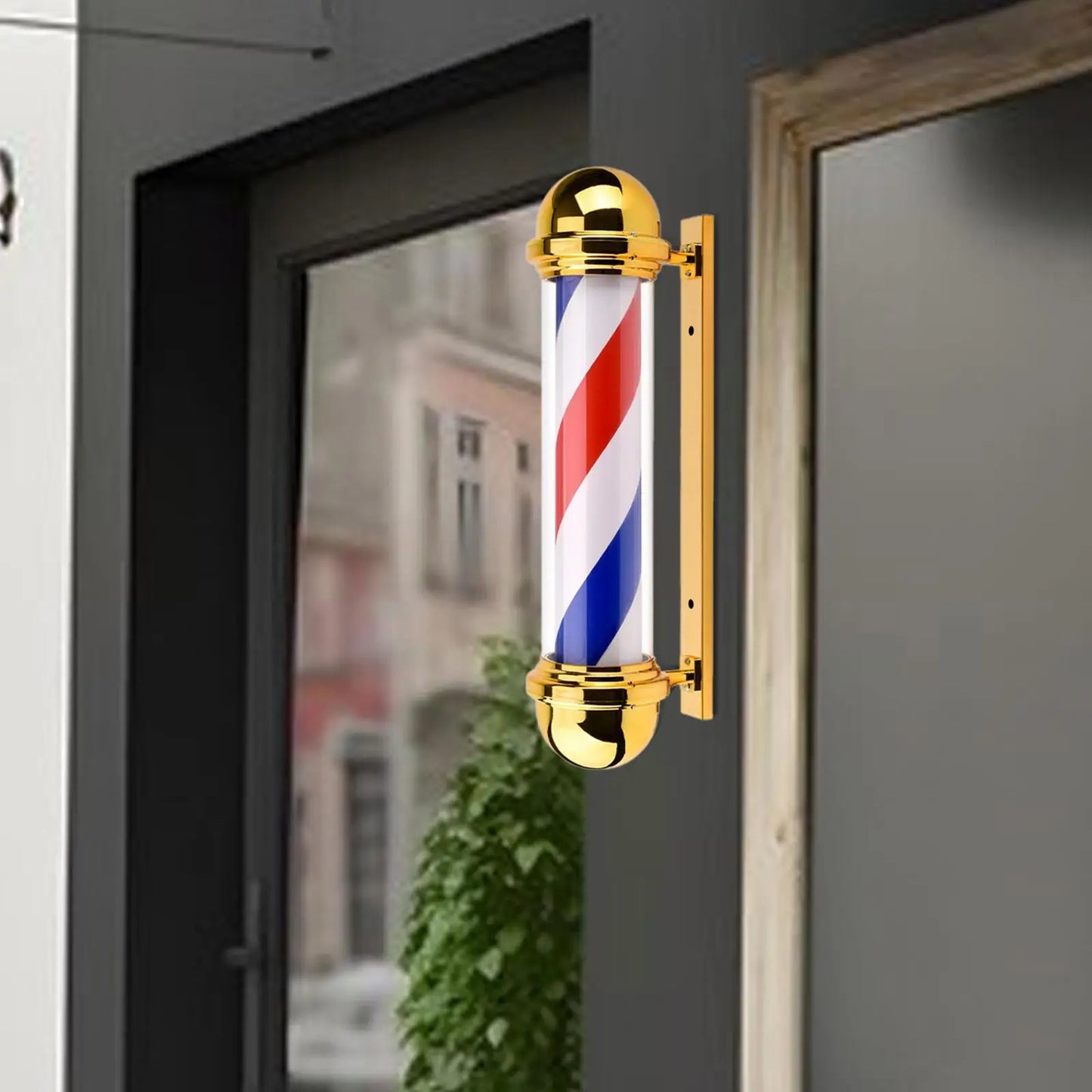 Barber Pole Light Wall Mount Wall Lamp Outdoor Rotating LED Stripes Light