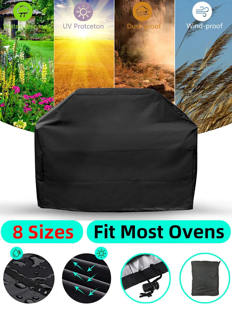 BBQ Cover Outdoor Dust Waterproof Weber Heavy Duty Grill Cover Rain Protective Outdoor Resistant Barbecue Charcoal Grill Cover