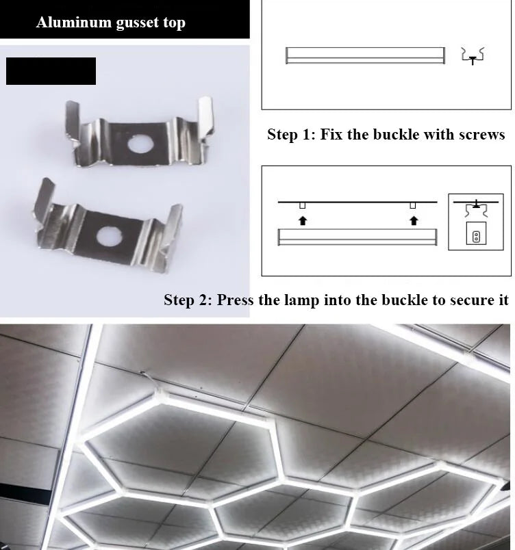 ZK20 Garage Light Hexagon Lights lamp 110V-240V Led Tube Honeycomb Ceiling Lighting For Auto Car Body Repair Led Workshop