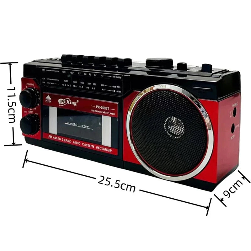 Retro Multi Band Radio, Multi Function, High Volume Tape Wireless Bluetooth Caixa De Som Family Party Elderly Radio Audio TF USB