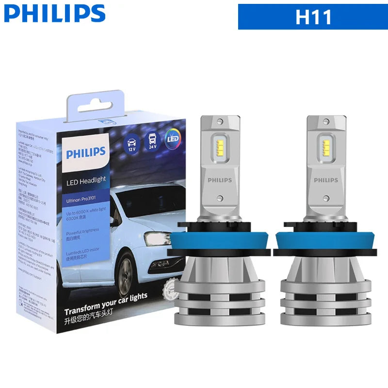 Philips Ultinon Pro3101 H1 H4 H7 H11 HB3 9005 HB4 9006 HIR2 9012 LED Car Head Light 6000K Bright White Original LED Fog Lamps