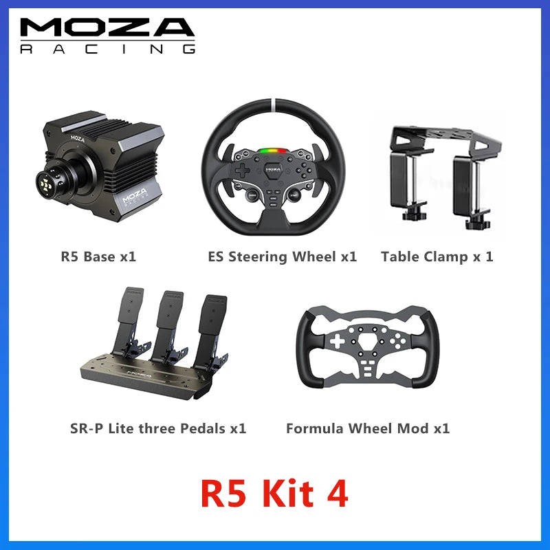 MOZA Racing R5 Bundle Kit Racing simulator game steering wheel Game steering wheel pressure pedal complete equipment bracket