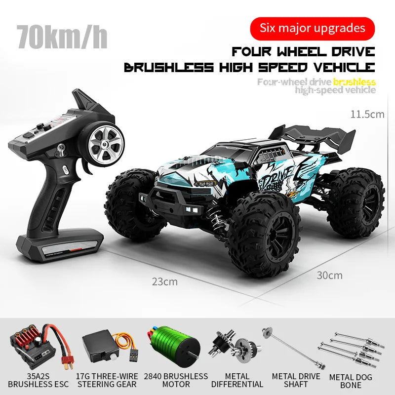 1:16 RC Car Brushless Off Road 4x4 High Speed 80Km/H 2.4G Remote Control Car with LED Drift Monster Truck Toys for Adults Kids