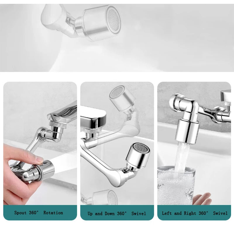 Rotatable Water tap nozzle 1080 Degree Dual mode stainless steel faucet extender For Kitchen Washbasin bathroom accessories