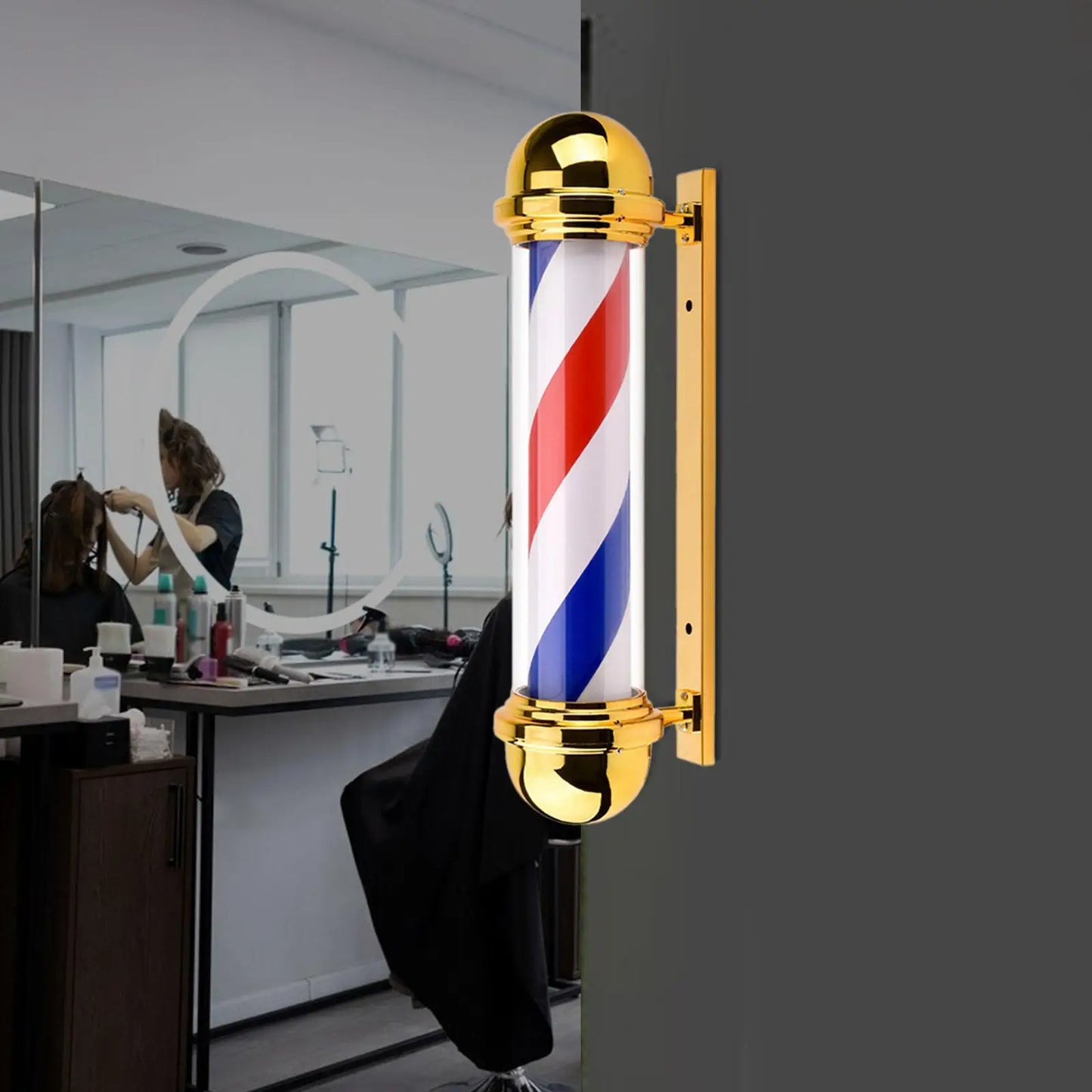 Barber Pole Light Wall Mount Wall Lamp Outdoor Rotating LED Stripes Light