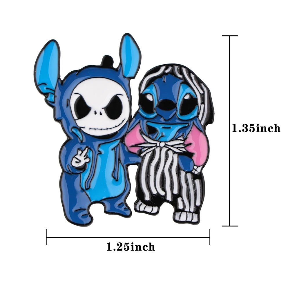 Stitch Animated Enamel Pins Cool Character Brooch Clothing Backpack Lapel Badges Fashion Jewelry Accessories For Friends Gifts