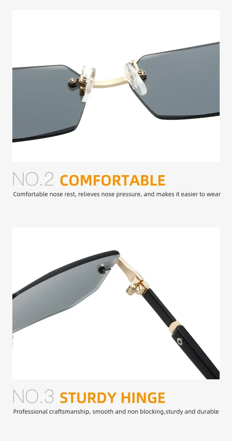 High Definition Sunglasses for Men Ladies Blue Light Blocking Eye Protection Eyewear Rimless Square Frame Eyeglasses Goggle