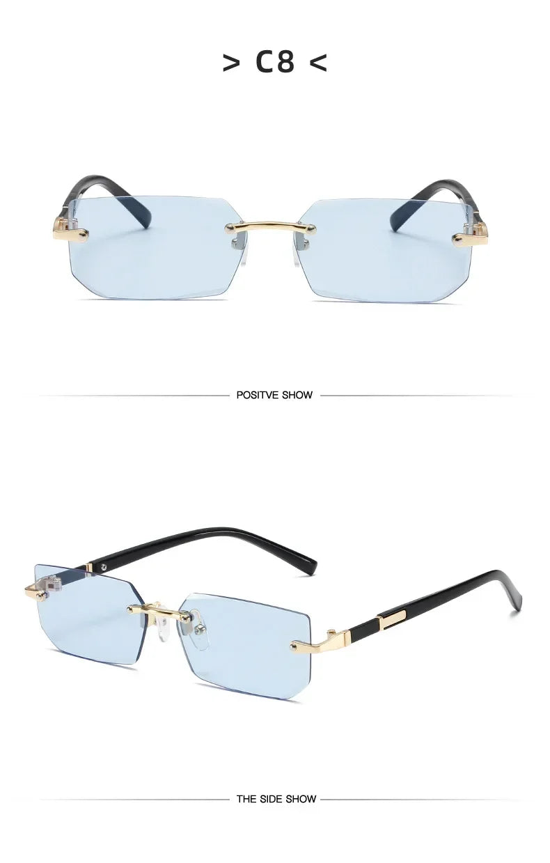 High Definition Sunglasses for Men Ladies Blue Light Blocking Eye Protection Eyewear Rimless Square Frame Eyeglasses Goggle