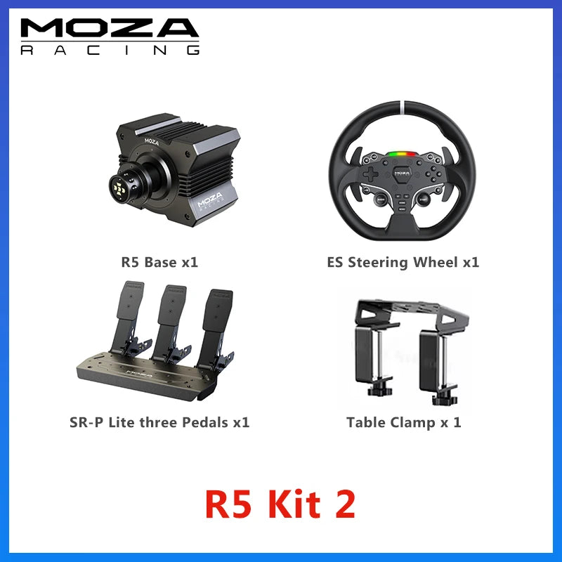 MOZA Racing R5 Bundle Kit Racing simulator game steering wheel Game steering wheel pressure pedal complete equipment bracket