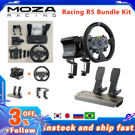 MOZA Racing R5 Bundle Kit Racing simulator game steering wheel Game steering wheel pressure pedal complete equipment bracket