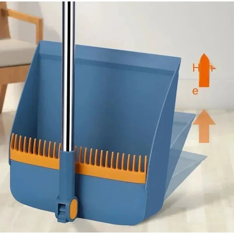 Brush And Shovel Broom And Dustpan Combination Set Vertical Folding Soft Fur Non-viscous Sweeping Broom 2 Pcs /set