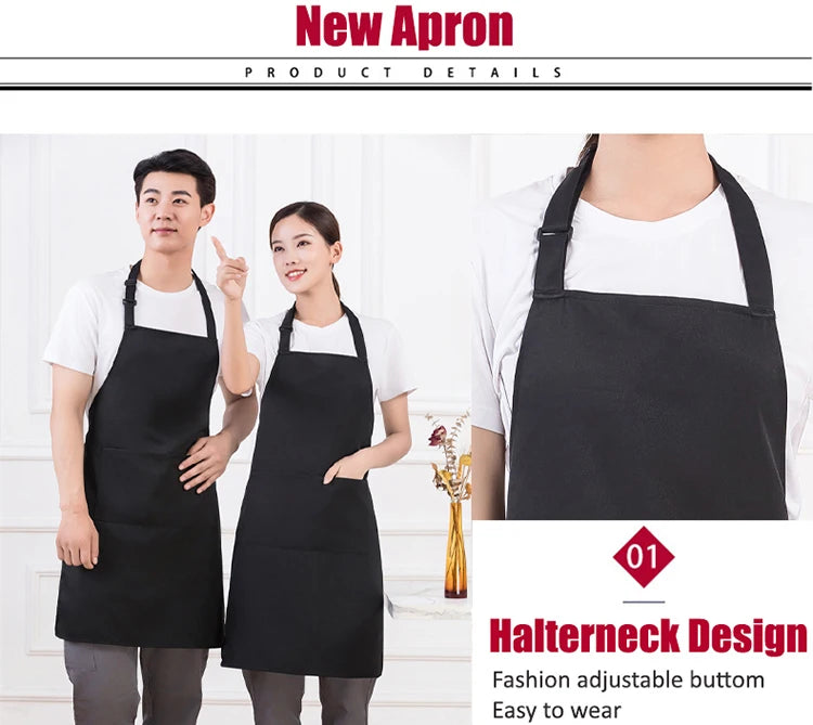 Personalized Women's Kitchen Apron for Woman Men Chef Work Apron for Grill Restaurant Bar Cafes Beauty Nails Studios Logo Design