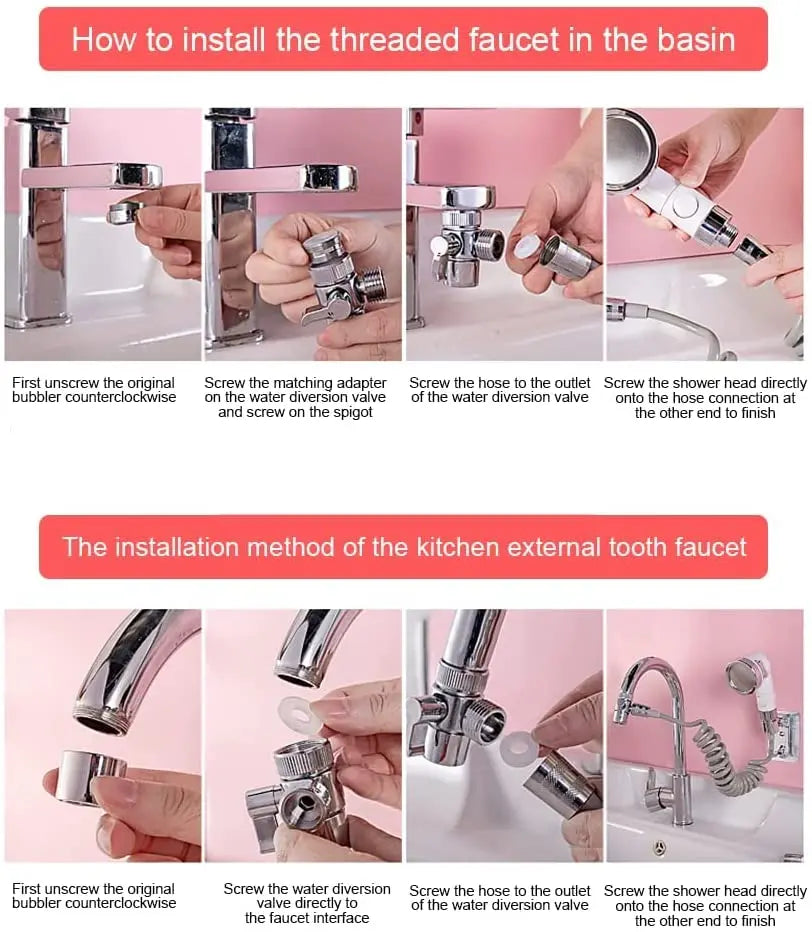 New Shower Faucet Set Hose Handheld Shower Head Spray Tap Attachment Sprayer Sink Bathroom Fixture Wall Mounted Silver Sprayers