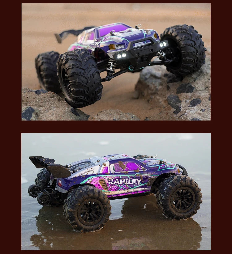 Rc Car Off Road 4x4 High Speed 75KM/H Remote Control Car with LED Headlight Brushless 4WD 1/16 Monster Truck Toys for Boys Gift