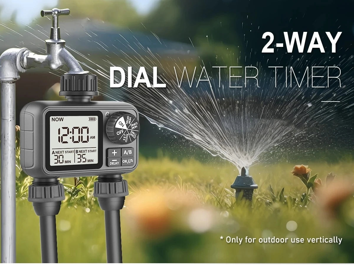 Newest 2-outlet Digital Water Timer Independent Programming Control Adjustable Sprinker Easy Installation Garden Lawn Irrigate